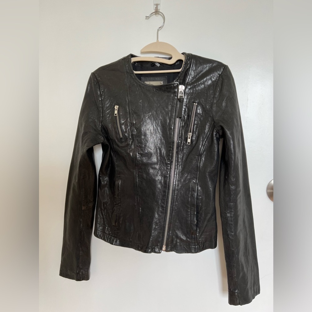 Mackage For Aritzia Black Leather Jacket Xxs Gem